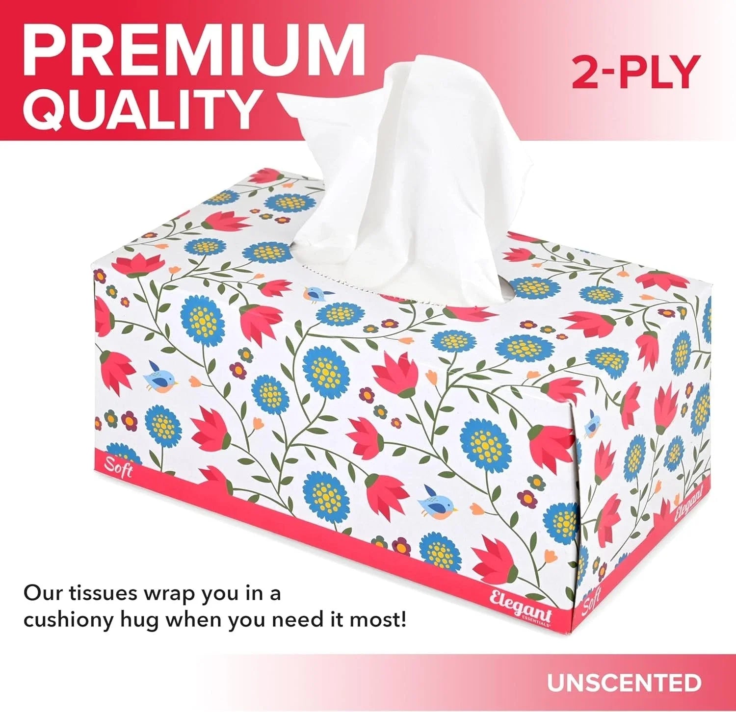 Premium Bulk Tissues, 8 Boxes of 230 Count, 2-Ply Soft Facial Tissues for Off